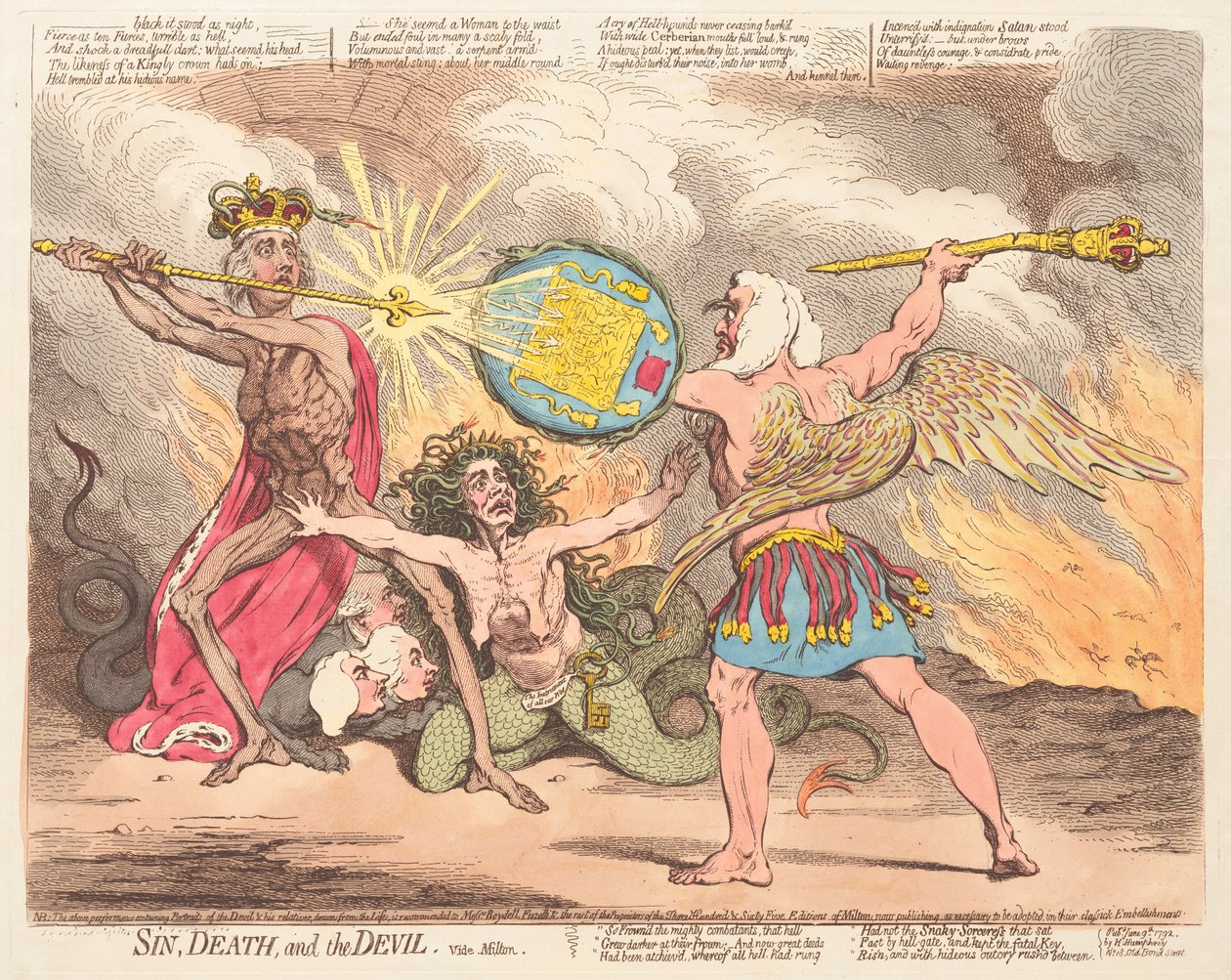 Hřích, smrt a ďábel, vide Milton od James Gillray