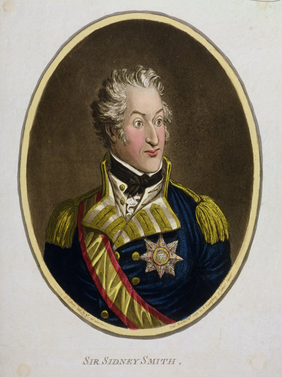 Sir Sidney Smith (1764-1840) vydal Hannah Humphrey v roce 1799 (ručně kolorovaný lept s akvatintou) od James Gillray
