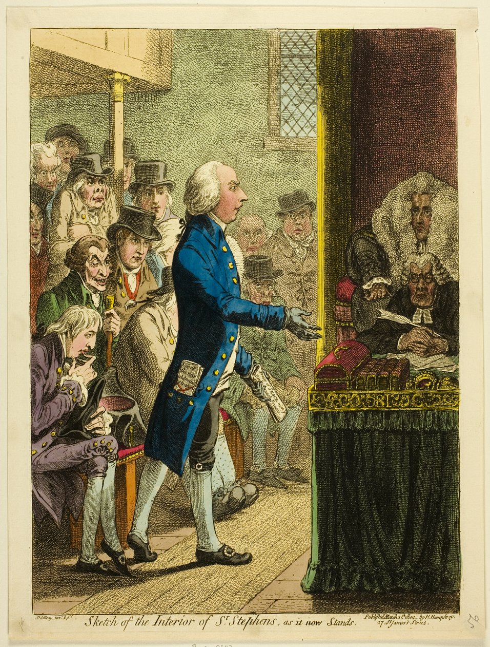 Náčrt interiéru kostela sv. Štěpána v jeho současné podobě od James Gillray