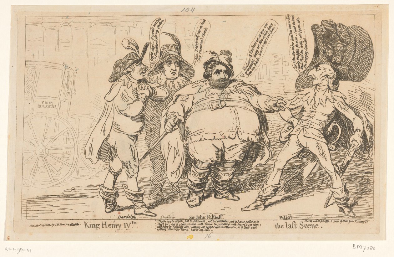 Spotpret od Charlese Foxe, 1788 Král Jindřich IV. Poslední scéna (název na objektu) od James Gillray