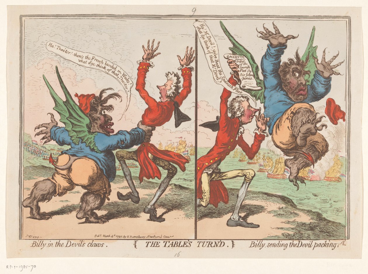 Spotprent od Williama Pitta a Charlese Foxe, 1797 The Table