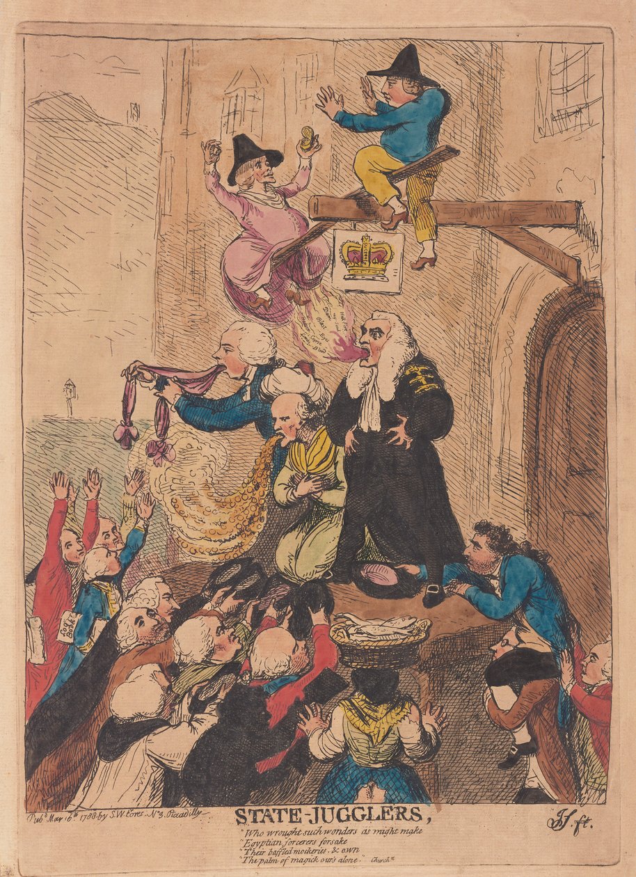 Státní kejklíři, hospoda. 1788 (ručně kolorovaná rytina) od James Gillray