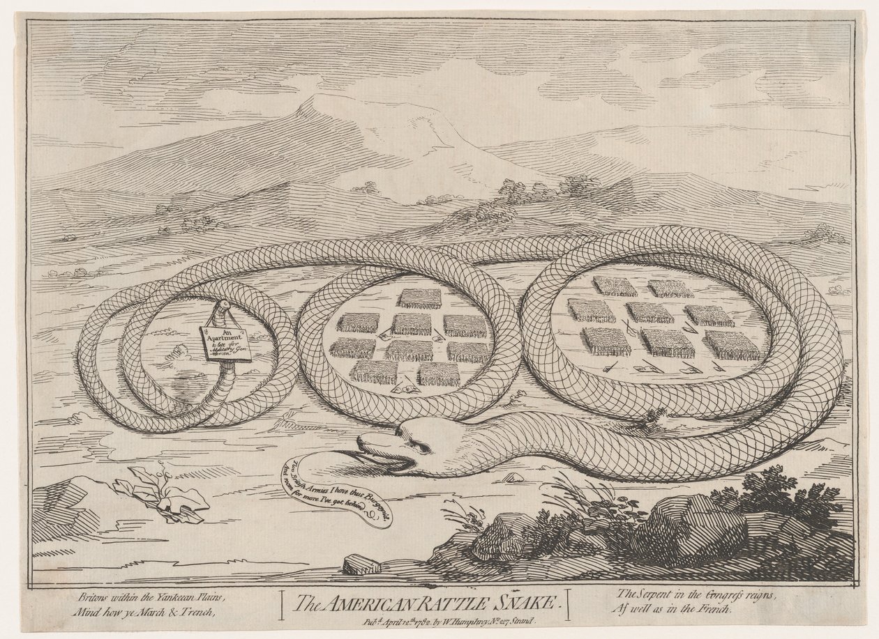 The American Rattle Snake, 12. dubna 1782., 12. dubna 1782. od James Gillray.
