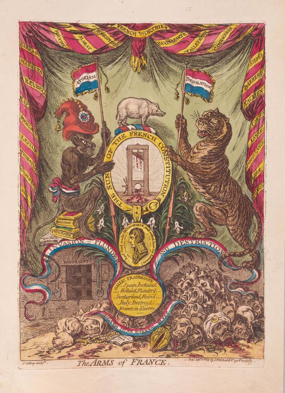 The Arms of France, hospoda. 1805 (ručně kolorovaná rytina) od James Gillray
