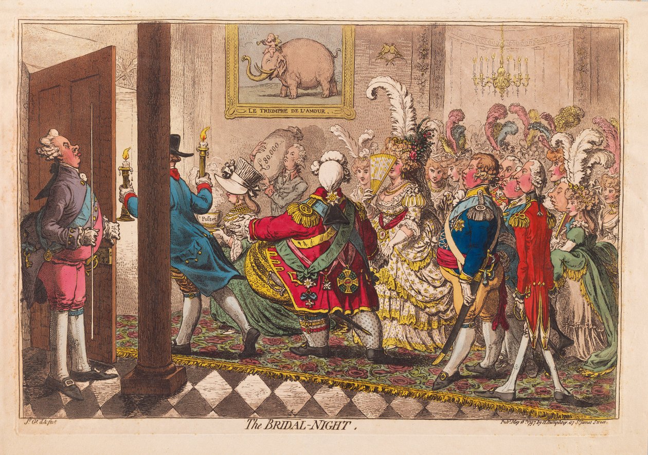 Svatební noc, hospoda. 1797 (ručně kolorovaná rytina) od James Gillray