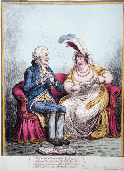The Bulstrode Siren, kterou vydala Hannah Humphrey v roce 1803 (ručně kolorovaný lept) od James Gillray