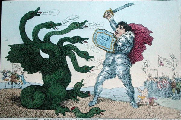 The Champion of the People, vydal William Humphrey (ručně kolorovaný lept) od James Gillray