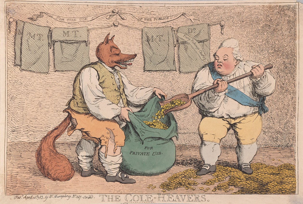 The Cole-Heavers, hospoda. 1783 (ručně kolorovaná rytina) od James Gillray