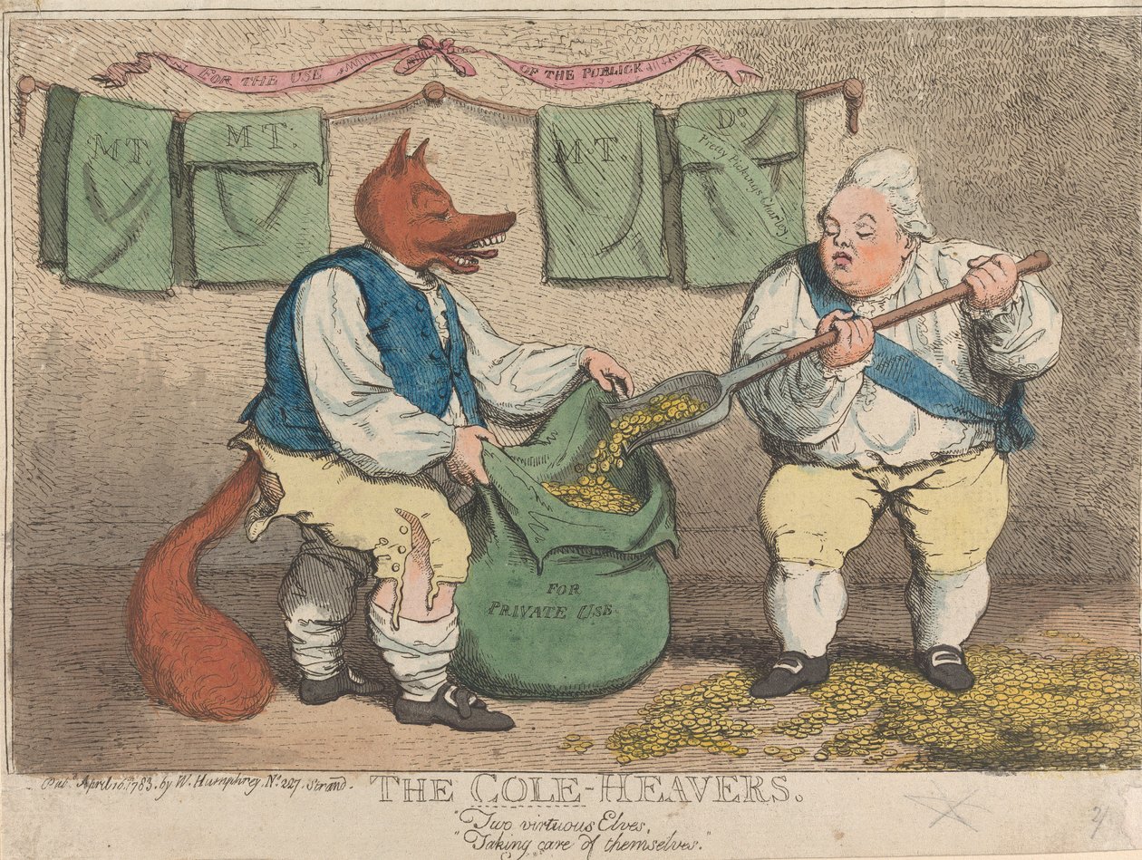 Cole-Heaverovi. Dva ctnostní elfové, kteří se starají sami o sebe od James Gillray