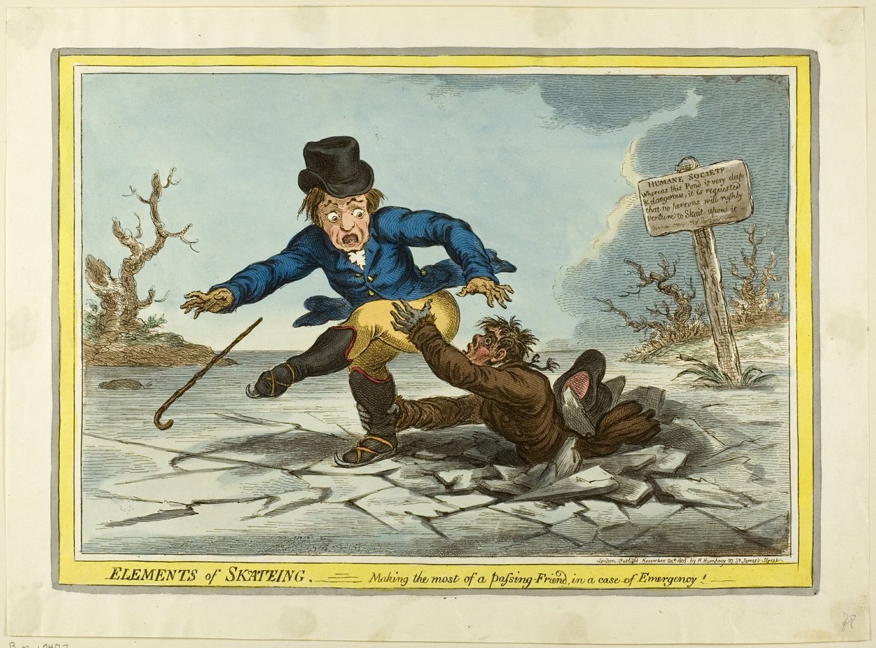 Prvky bruslení: Jak co nejlépe využít projíždějícího přítele od James Gillray