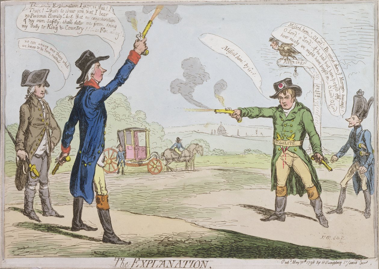 The Explanation, vydané Hannah Humphrey v roce 1798 (ručně kolorovaný lept) od James Gillray
