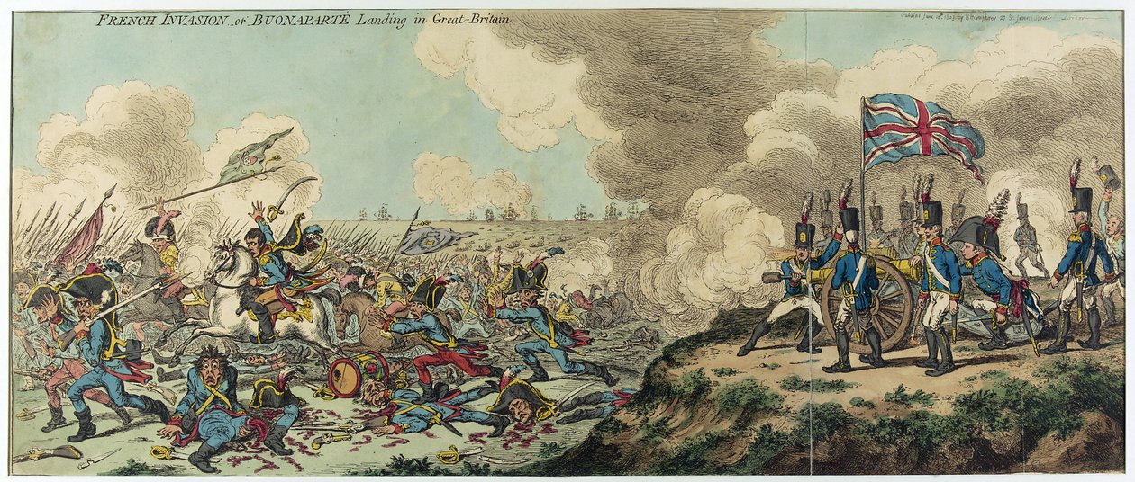 Francouzská invaze aneb vylodění Napoleona Bonaparta (1769-1821) v Británii (lept) od James Gillray