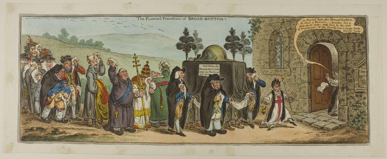 Pohřební průvod z Broad-Bottomu od James Gillray