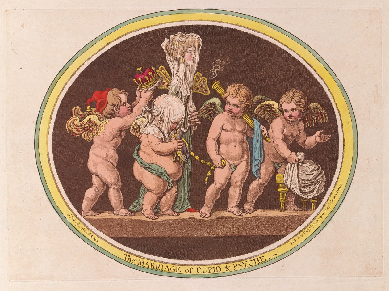The Marriage of Cupid & Psyche, pub. 1797 (ručně kolorovaná rytina) od James Gillray