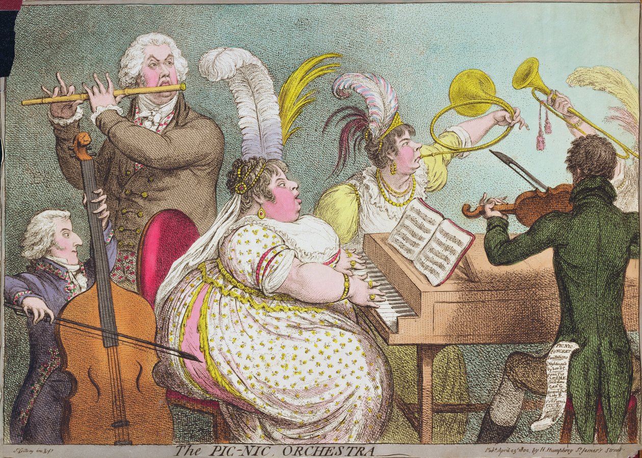 The Pic-Nic Orchestra, vydala Hannah Humphrey, 1802 od James Gillray