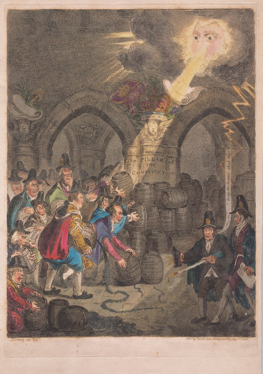 Sloup ústavy, hospoda. 1835 (ručně kolorovaná rytina) od James Gillray