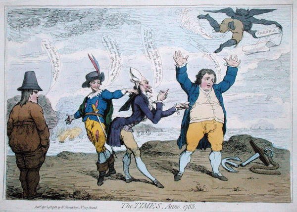 The Times, Anno 1783, vydal William Humphrey (ručně kolorovaný lept) od James Gillray