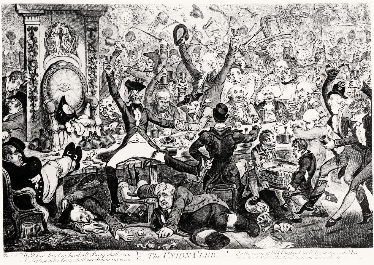 The Union Club, 1801 (barevná rytina) od James Gillray