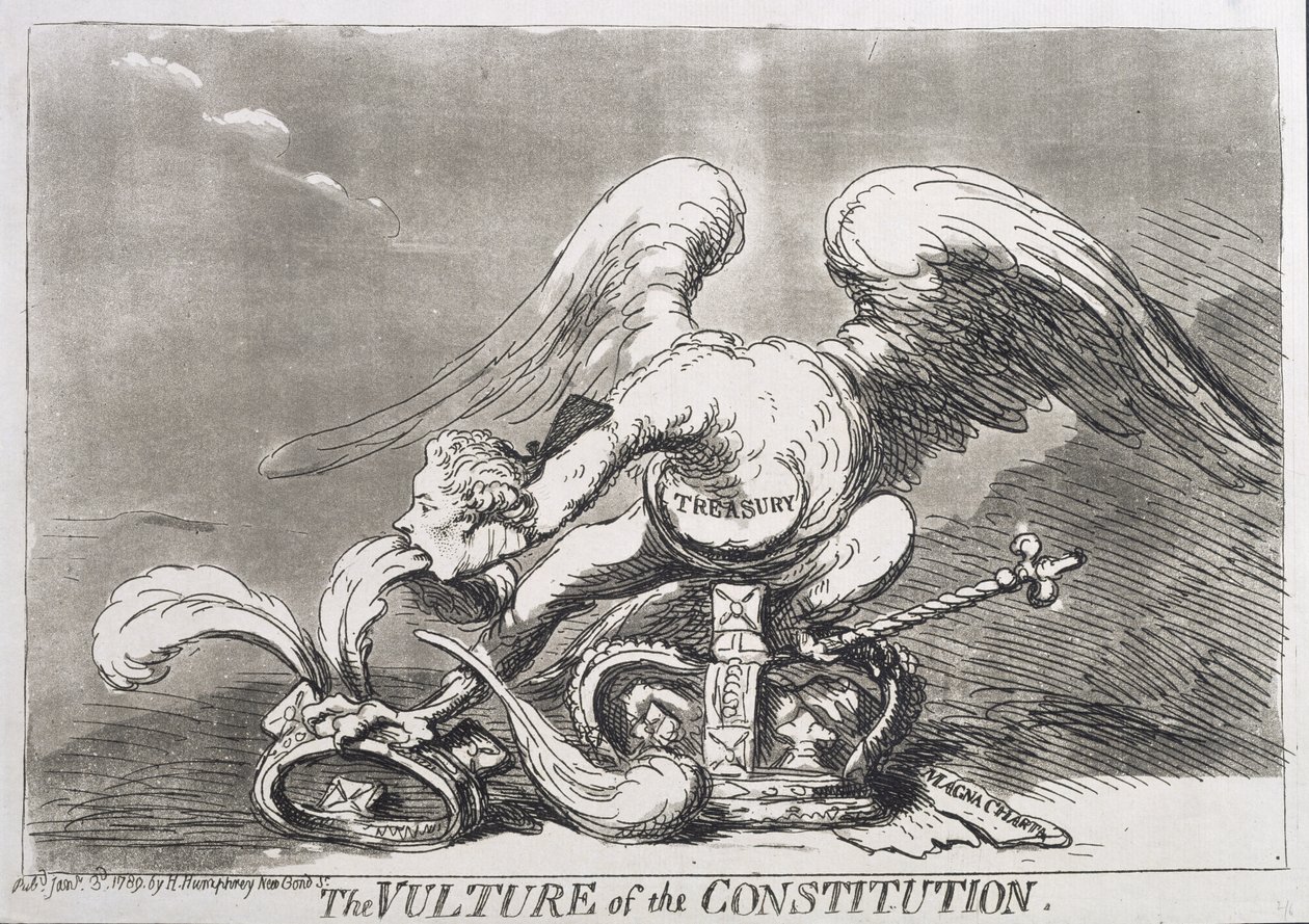 The Vulture of the Constitution, kterou vydala Hannah Humphrey v roce 1789 od James Gillray