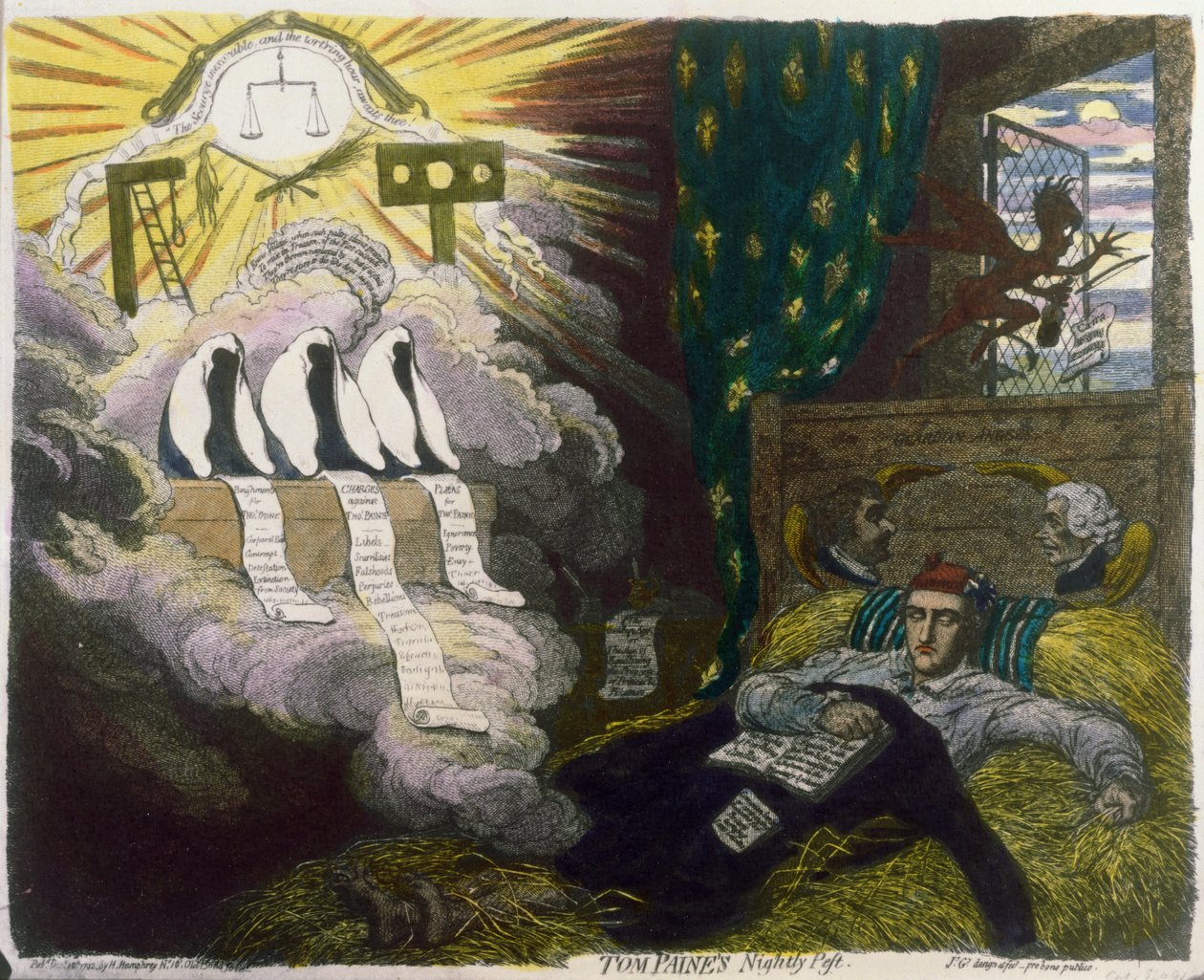 Noční škůdce Toma Painea, kterou vydala Hannah Humphrey od James Gillray
