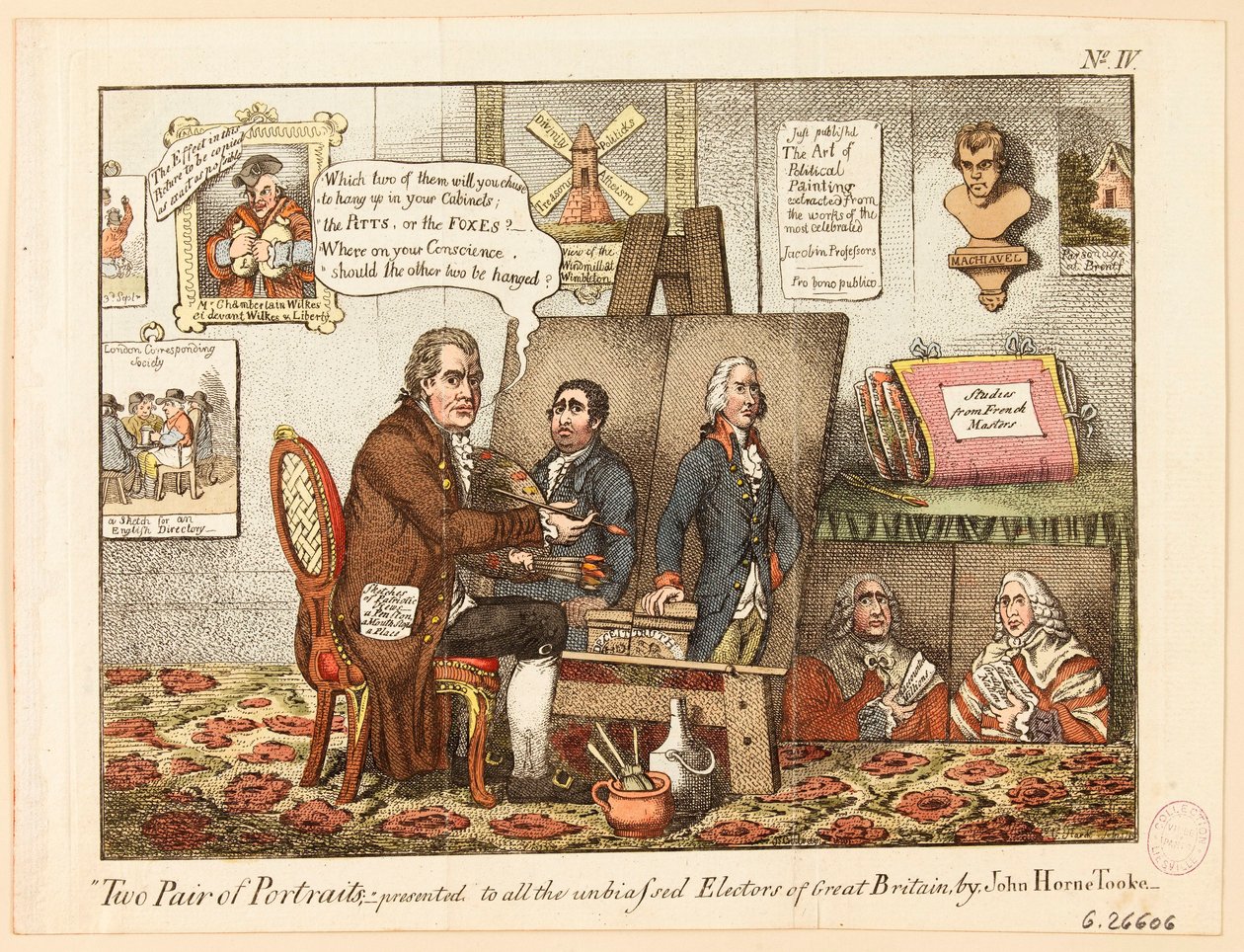 Dvě dvojice portrétů: předloženo všem nestranným voličům Velké Británie Johnem Hornem Tookem od James Gillray