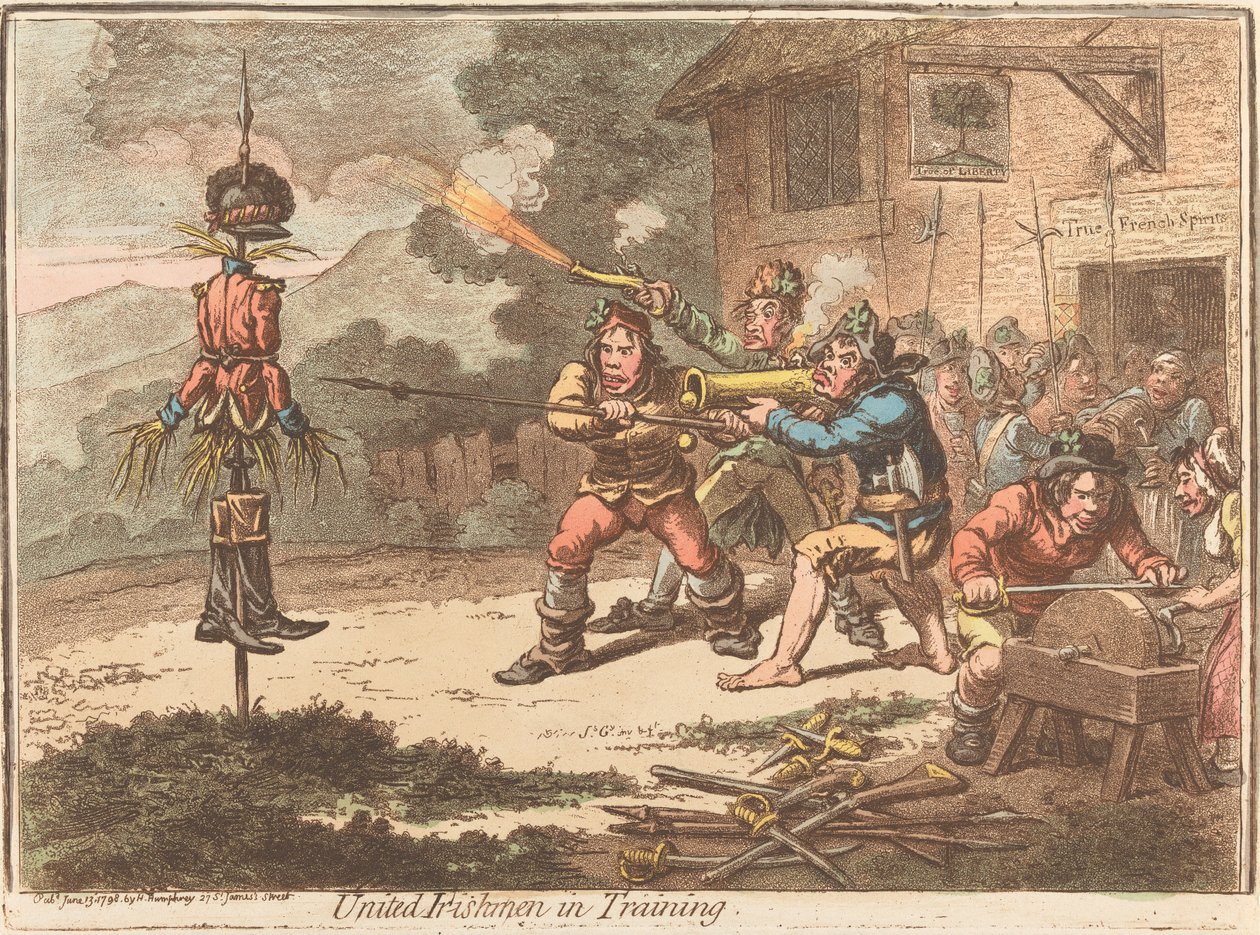 Sjednocení Irové ve výcviku od James Gillray