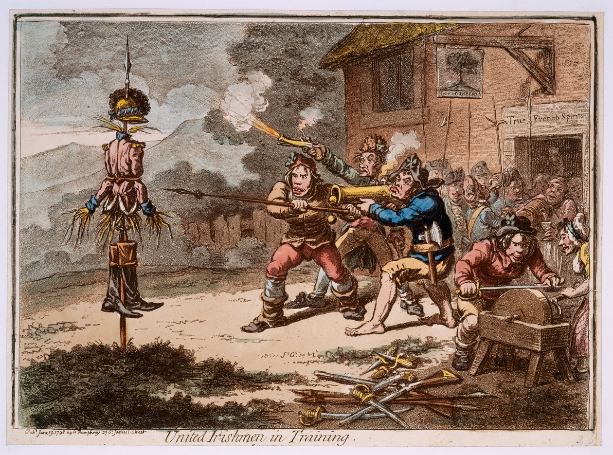 „Sjednocení Irové v tréninku“ od James Gillray