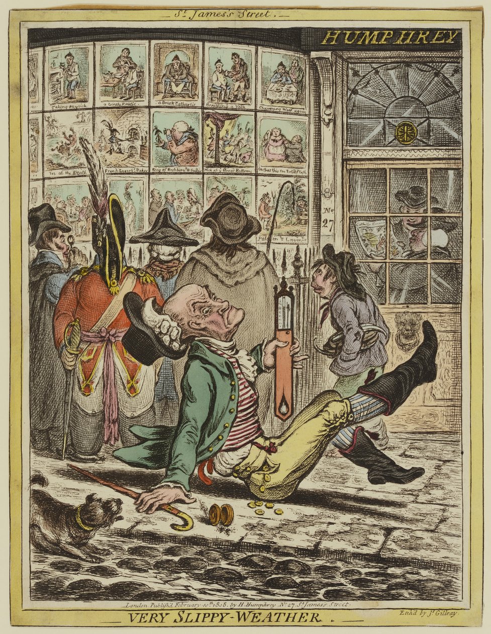 Velmi kluzké počasí od James Gillray