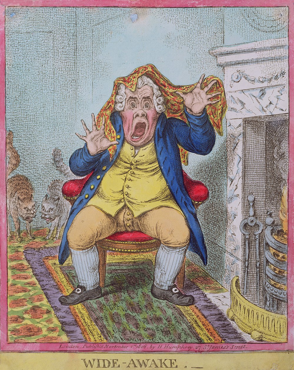 Wide Awake, vydané Hannah Humphrey v roce 1806 (ručně kolorovaný lept) (viz také 189788) od James Gillray