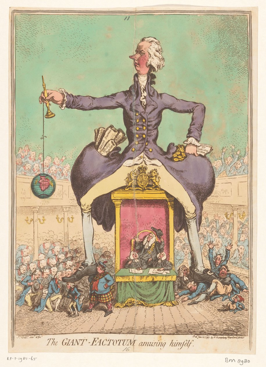 William Pitt hraje parlament, 1797 Giant Factotum se baví od James Gillray