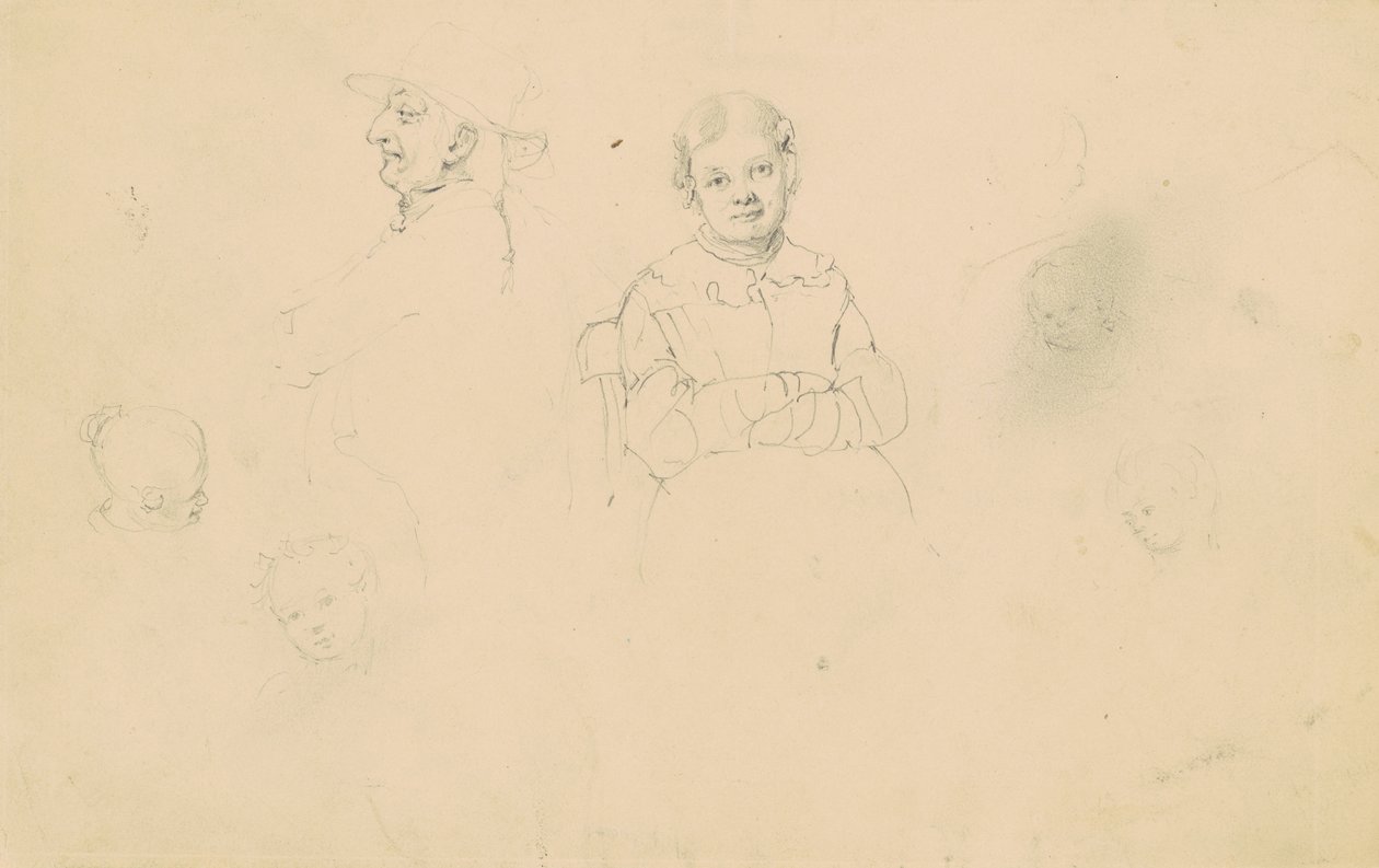 Studie postav, asi 1836-43 (grafit na vliesovém papíře) od James Goodwin Clonney