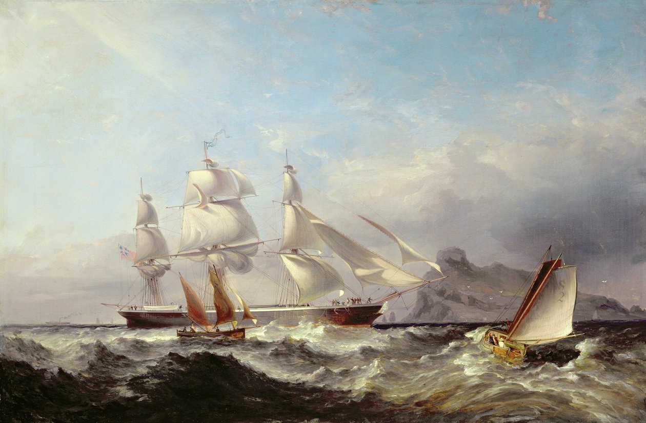 Clipper Ship z Mumbles Lighthouse, Swansea od James Harris of Swansea