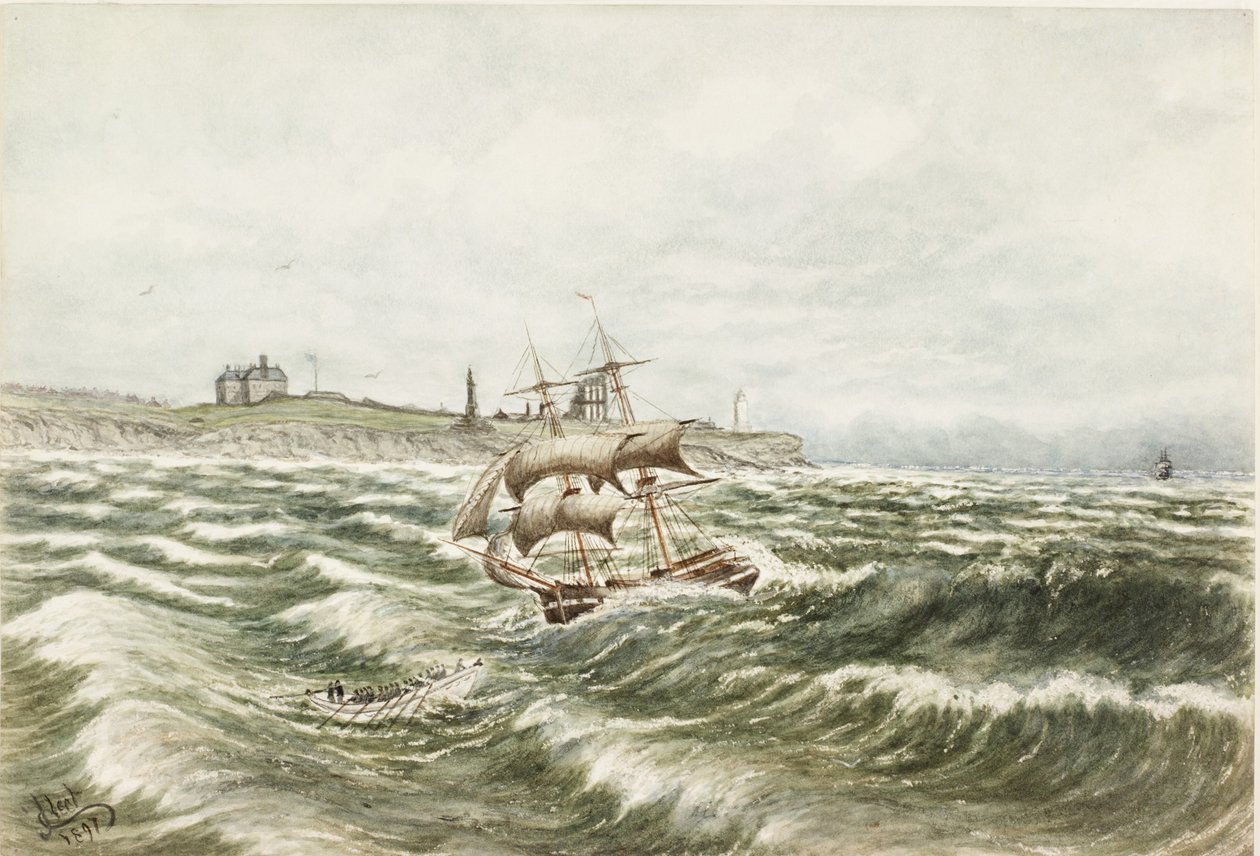 Rescue off Tynemouth (akvarel a tělová barva na papíře) od James Henry Cleet