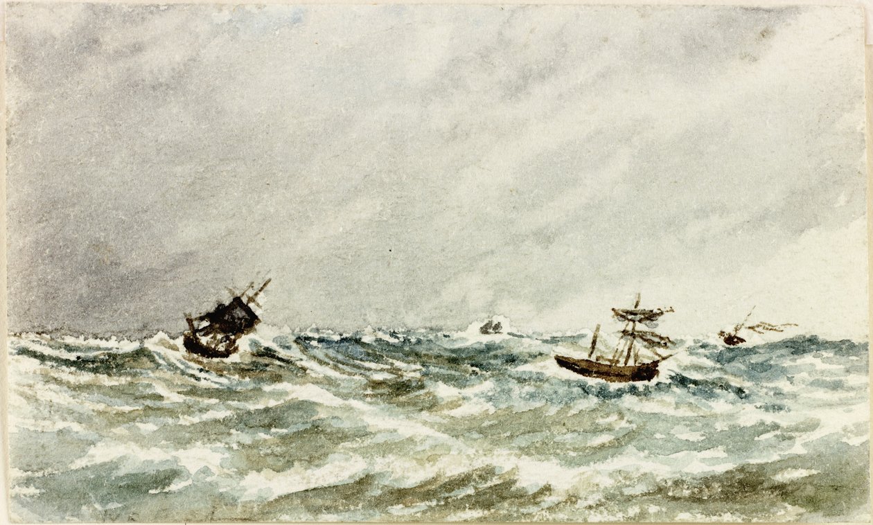 Storm at Sea off the Tyne (akvarel a tělová barva na papíře) od James Henry Cleet