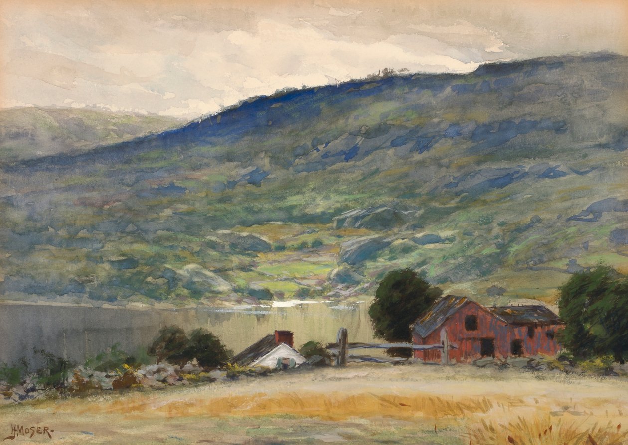 Hill and Lake, konec 19.-začátek 20. století. od James Henry Moser