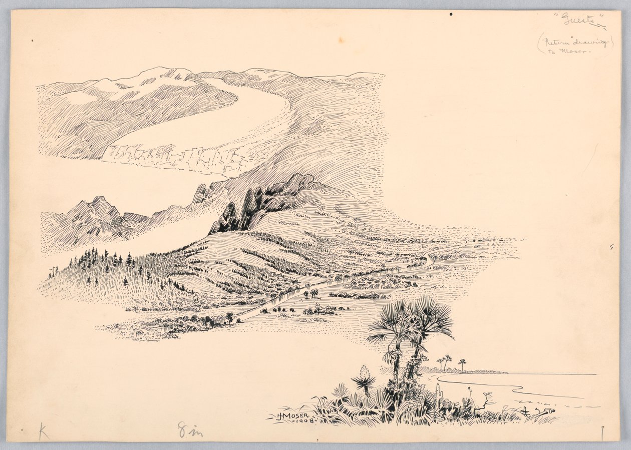 Three Landscapes, Design for Washington Board of Trade Dinner, 13. května 1908 od James Henry Moser