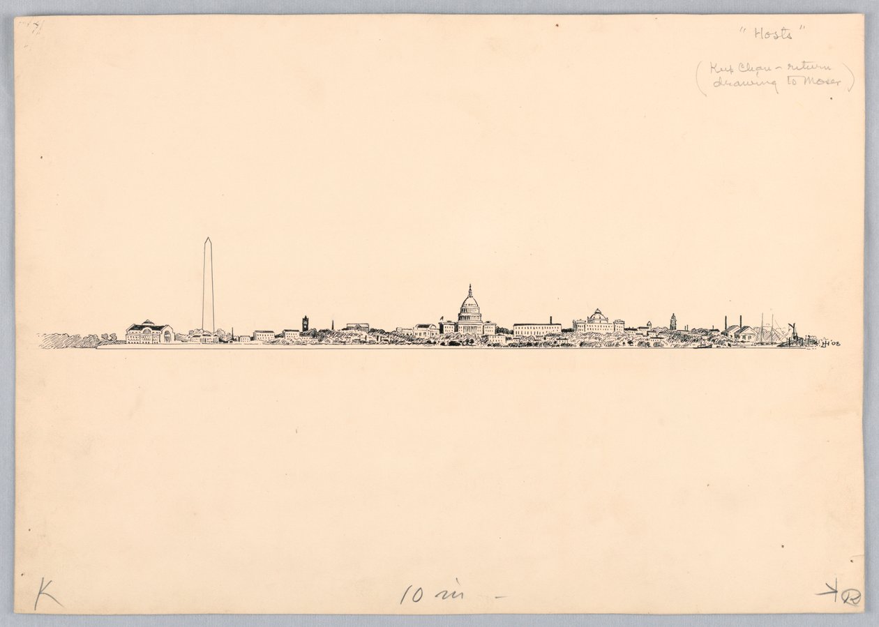 Washington Skyline, Design for Washington Board of Trade Dinner, 13. května 1908 od James Henry Moser