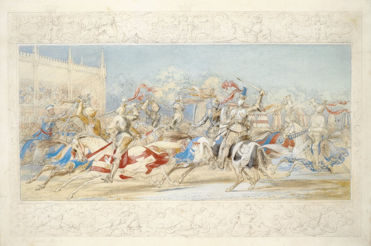 The Melee (tužka, wc a tělová barva na papíře) od James Henry Nixon