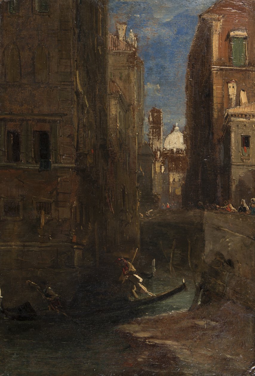 Pohled směrem k San Giorgio dei Greci, Benátky, 1844 (olej na kartě) od James Holland