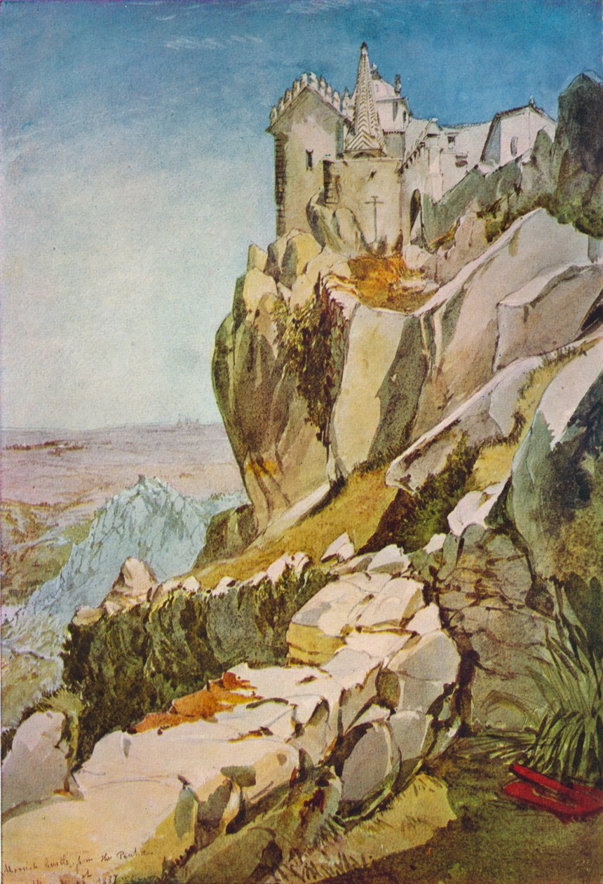 Skica v Portugalsku, maurský hrad z Penha, maurský hrad, Mafra, 1837 od James Holland