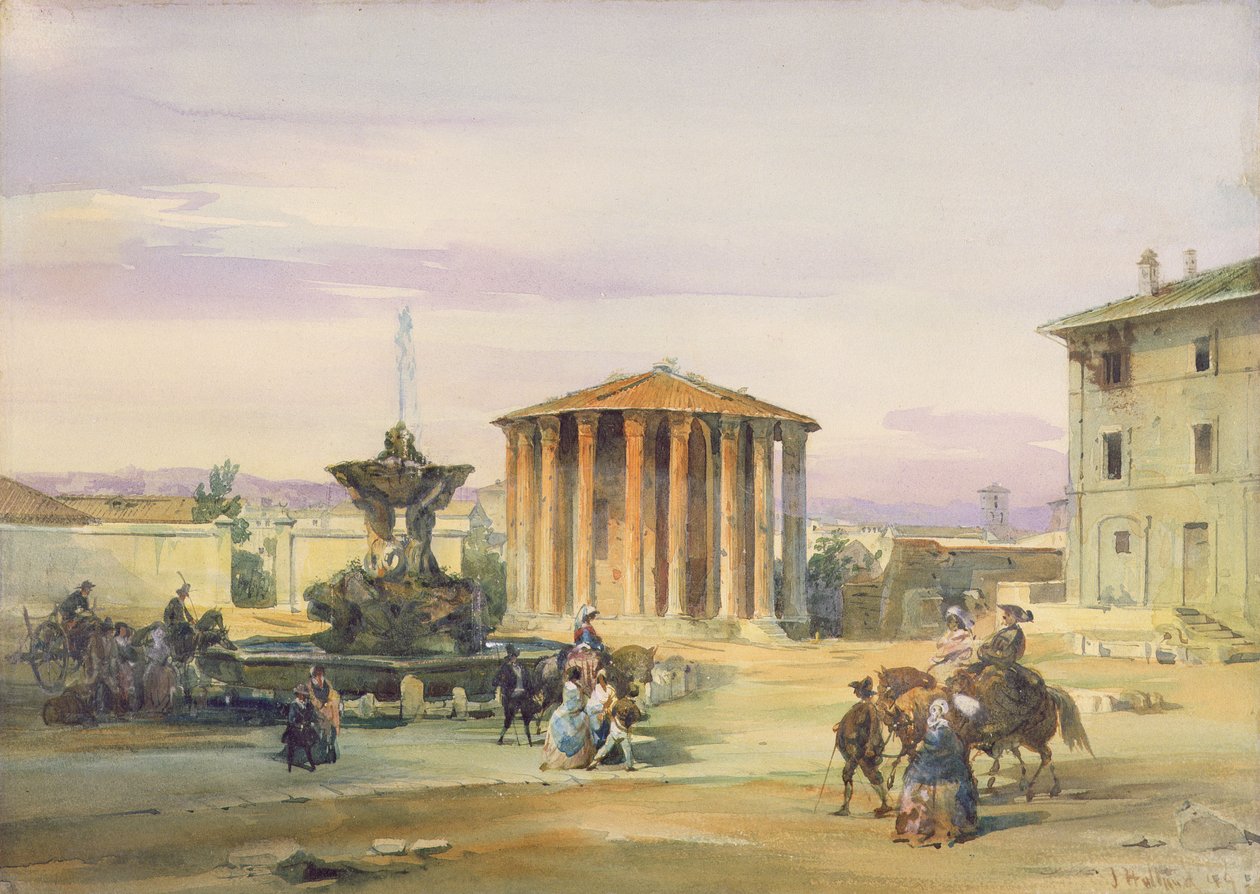 Vestin chrám, Řím, 1849 (čb na papíře) od James Holland