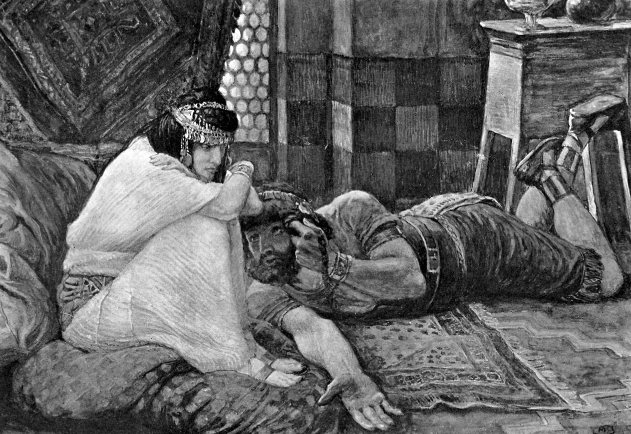 Samson odhalí Dalile své tajemství – Bibli od James Jacques Joseph (after) Tissot