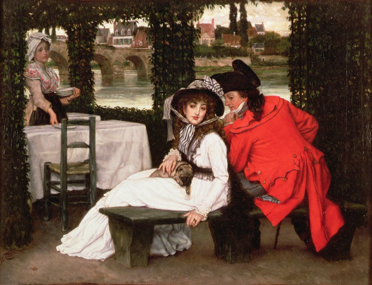 Tryst at a Riverside Cafe, c.1869 od James Jacques Joseph Tissot