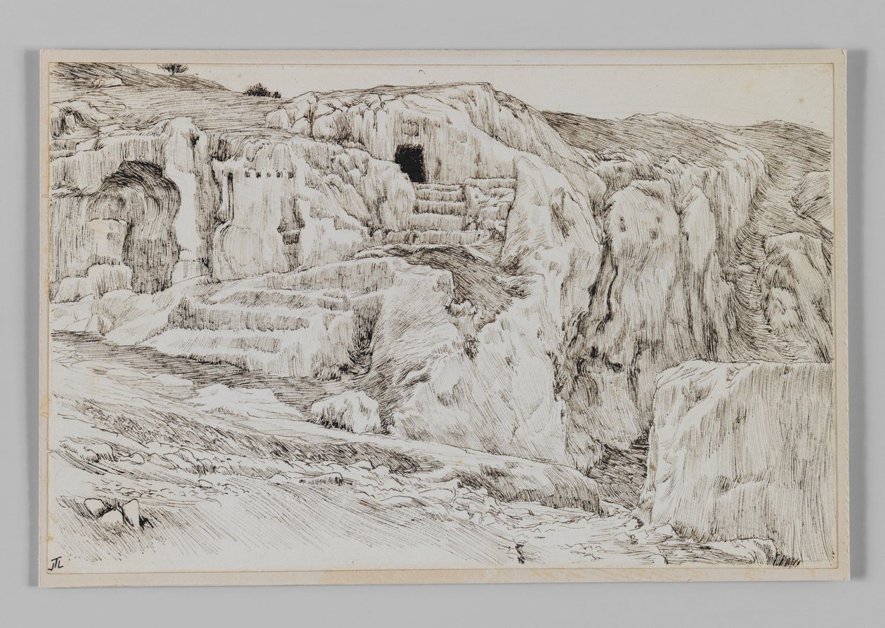 Starověké hrobky, Údolí Hinnom, ilustrace ze Života našeho Pána Ježíše Krista od James Jacques Joseph Tissot