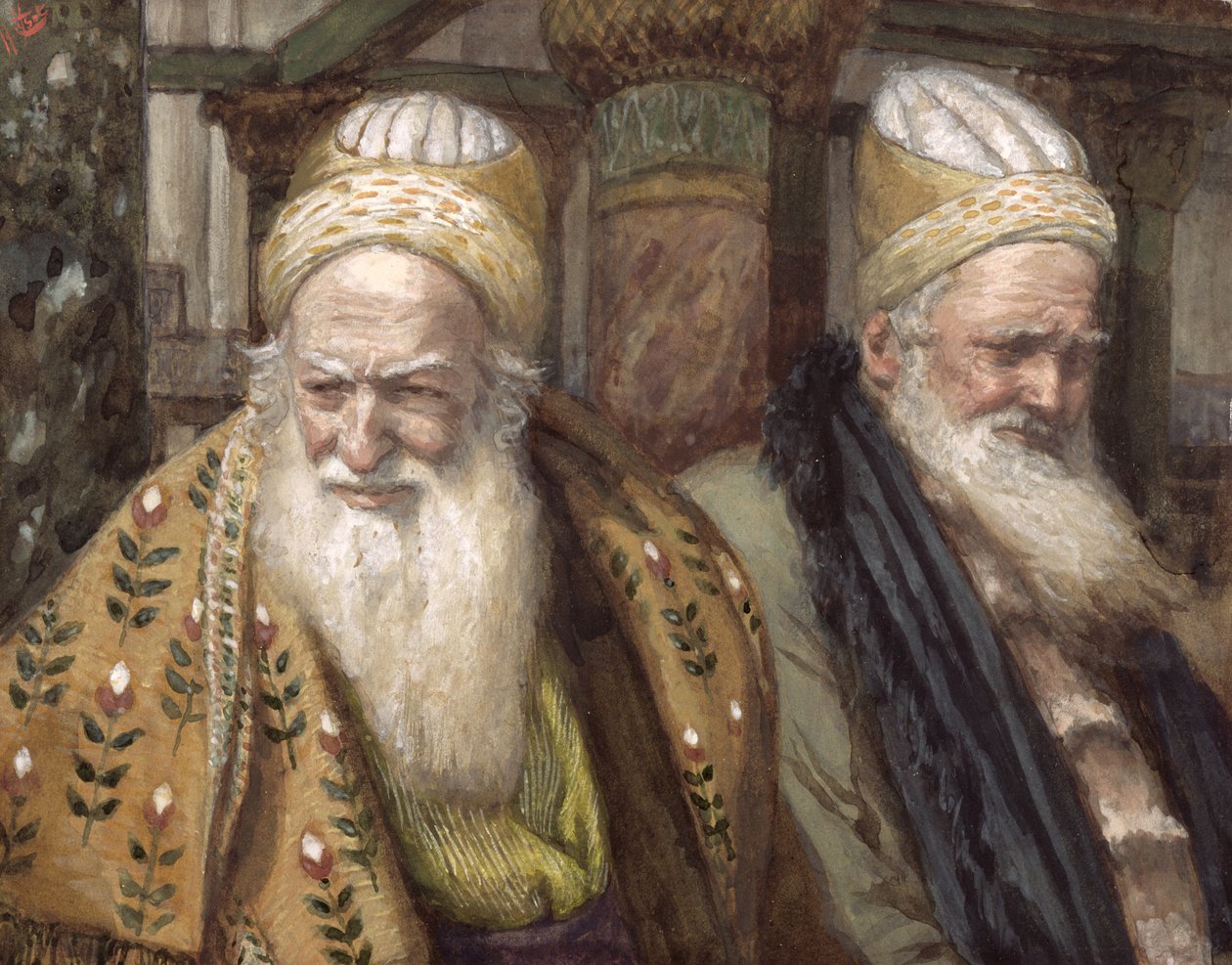 Annáš a Kaifáš, ilustrace pro The Life of Christ, c.1886-94 (wc & kvaš na kartonu) od James Jacques Joseph Tissot