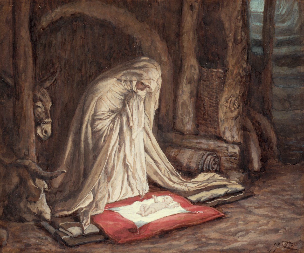 Narození našeho Pána Ježíše Krista, ilustrace pro The Life of Christ, c.1886-94 (kvaš na kartonu) od James Jacques Joseph Tissot