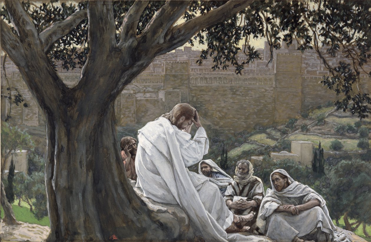 Christ Forelling the Destruction of the Temple, ilustrace pro The Life of Christ, c.1886-94 (wc & kvaš na kartonu) od James Jacques Joseph Tissot