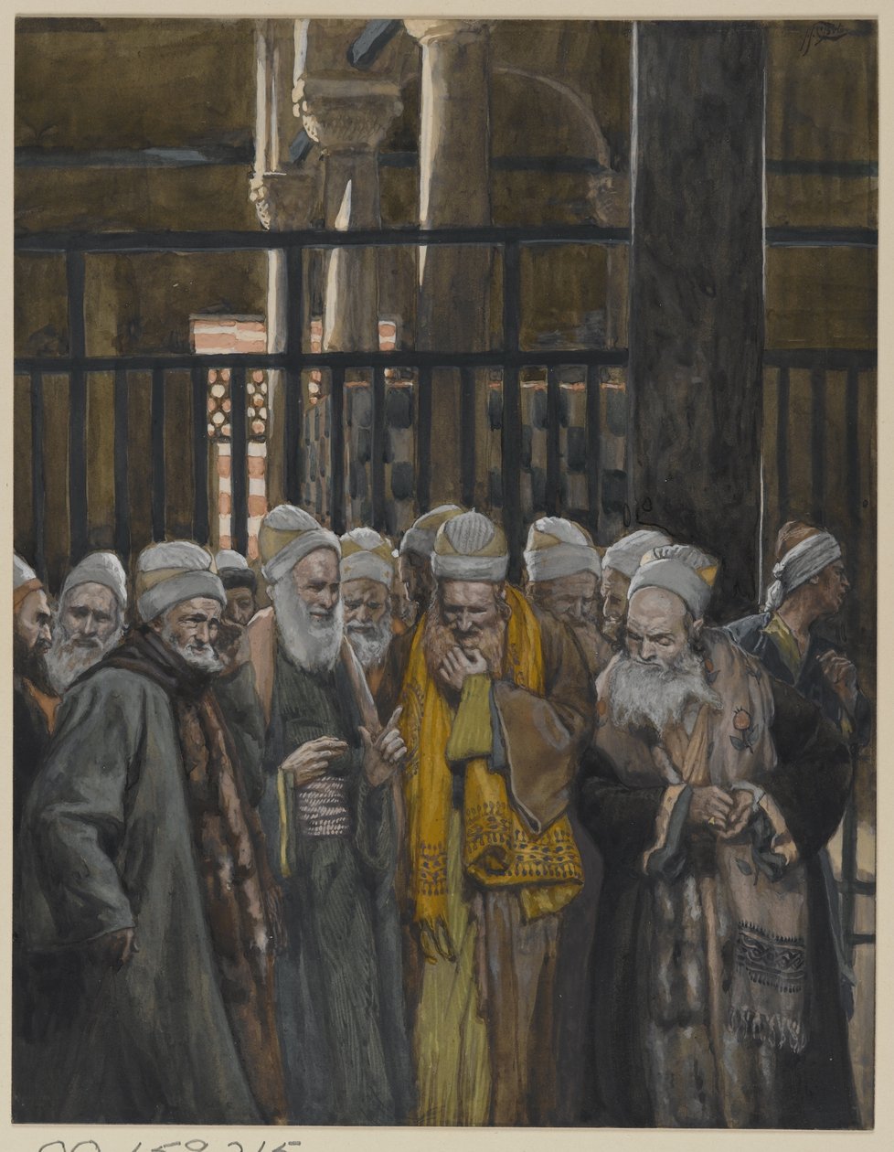 Spiknutí Židů, ilustrace ze Života našeho Pána Ježíše Krista, 1886-94 (wc přes grafit na papíře) od James Jacques Joseph Tissot