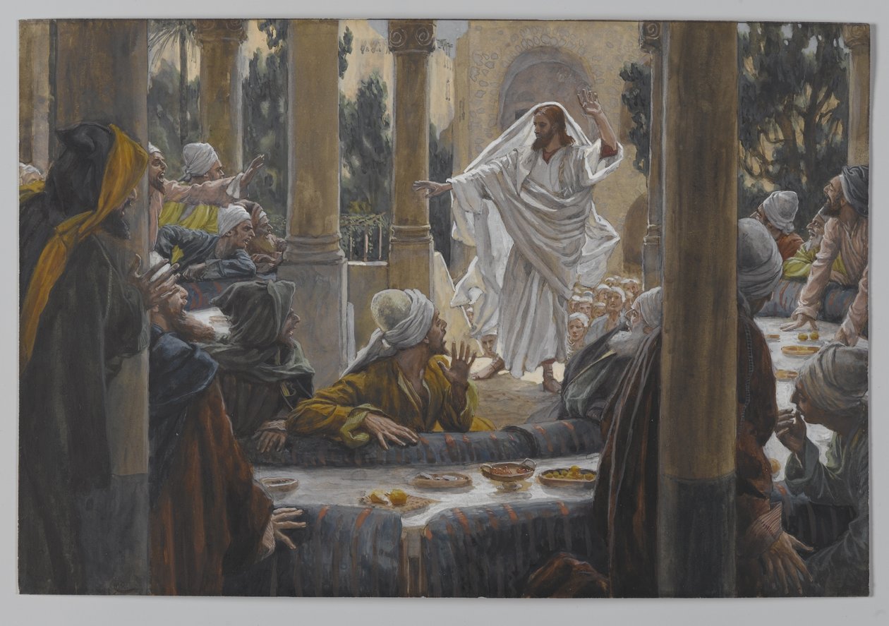 Kletby proti farizeům, ilustrace ze Života našeho Pána Ježíše Krista, 1886-96 (wc přes grafit na papíře) od James Jacques Joseph Tissot