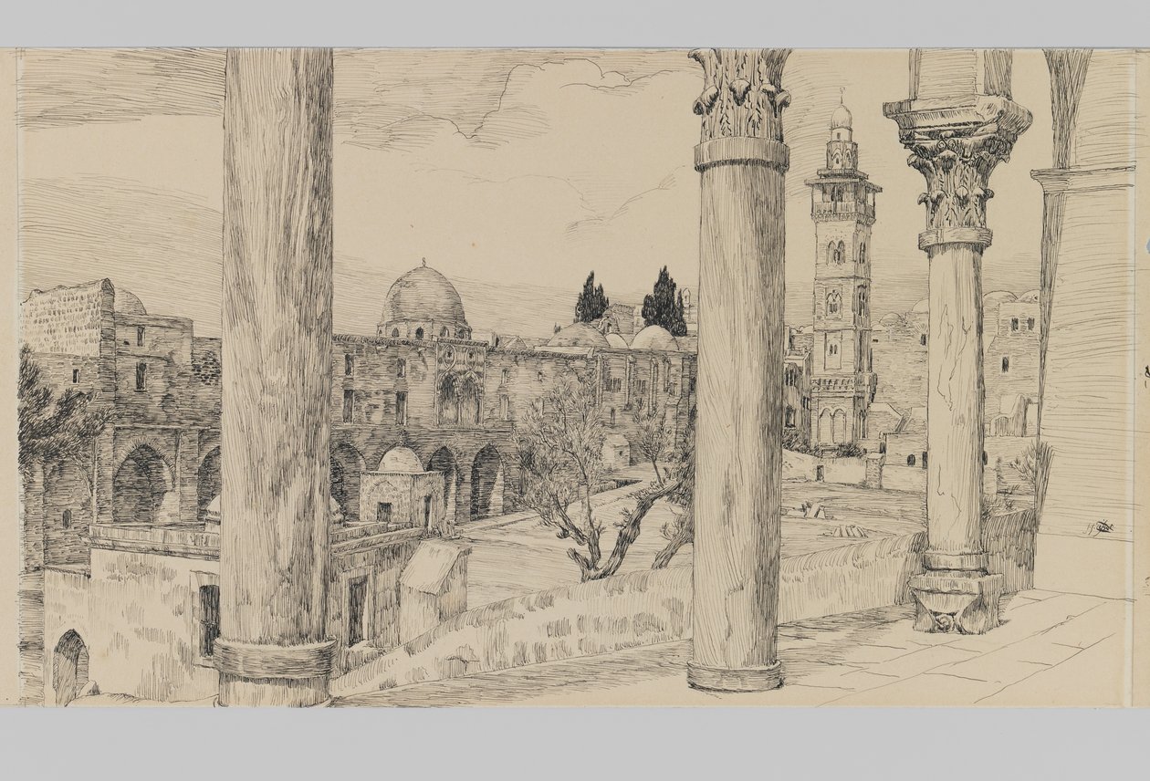 Esplanade of the Haram, ilustrace ze Života našeho Pána Ježíše Krista (inkoust a grafit na kartonu) od James Jacques Joseph Tissot